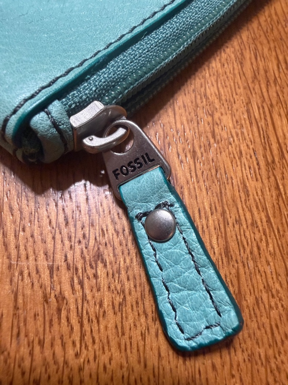 Fossil Turquoise Pebble Leather Zip Card/coin Pouch - Picture 4 of 7